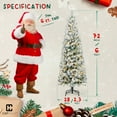 thumbnail image 2 of CAPHAUS 6 Feet Pre-lit Artificial Snow Flocked Christmas Pencil Tree w/ 618 Pre-Hinged Branch Tips & Foldable Stand, Fake Slim Christmas Tree for Indoor, Pencil Christmas Tree w/ 250 LED Lights, 2 of 9