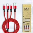 thumbnail image 1 of Cable de datos trenzado de nailon de uno o tres cables de carga rápida de múltiples cabezales 3 en 1 cable de carga para teléfono móvil, 1 of 5