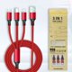 thumbnail image 1 of Cable de datos trenzado de nailon de uno o tres cables de carga rápida de múltiples cabezales 3 en 1 cable de carga para teléfono móvil, 1 of 5
