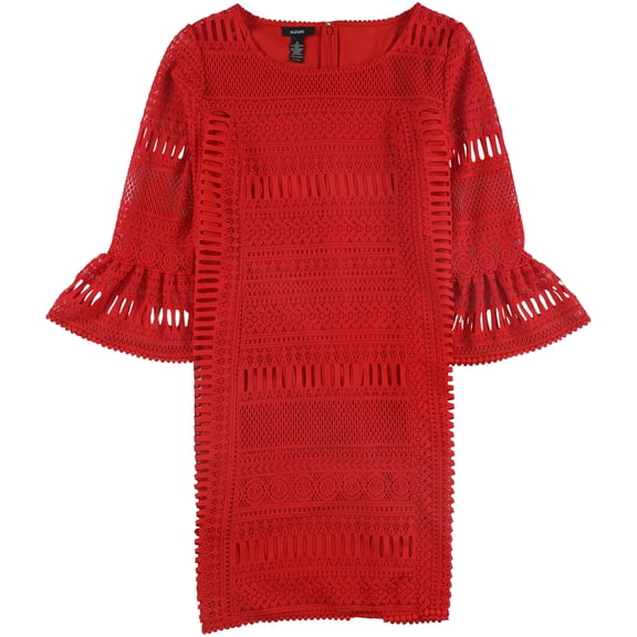 Alfani Womens Crochet Sheath Dress, Red, 4