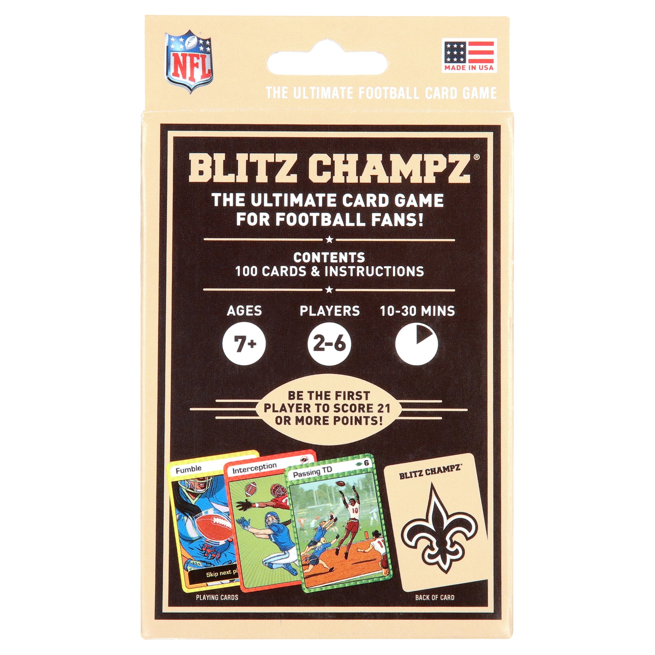 Blitz Champz New Orleans Saints Card Game, Family Game for Adults & Kids, Easy-To-Learn Party Game