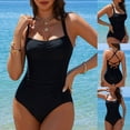 thumbnail image 2 of Duqingm One Piece Sexy Swimsuit Women One Piece Athletic Racerback Swimsuit Women Slimming Bathing Suits Color Block Training Swimwear for Women Black,2XL, 2 of 7