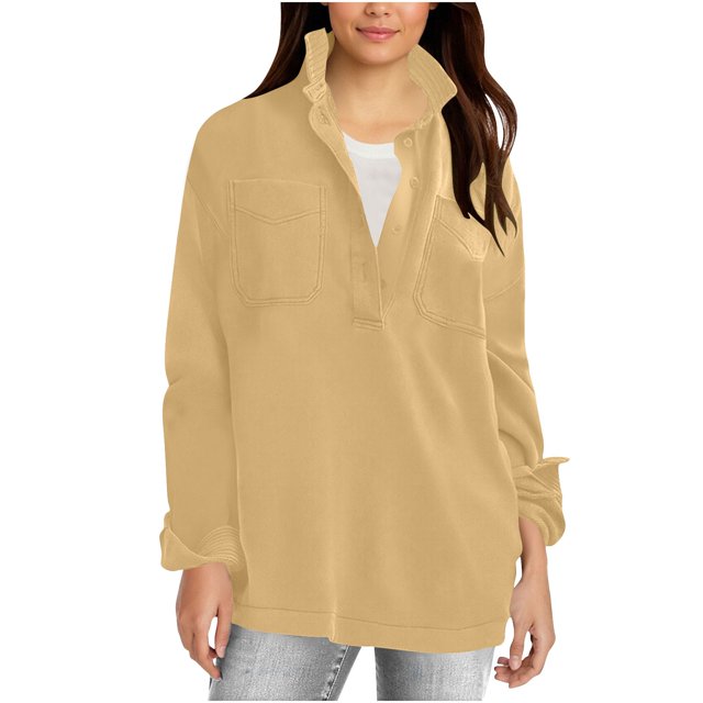 Chandail-Over Automne Hiver pour Femmes, Blouses, Coupe Décontractée, Manches Longues, Col Montant, Tenues de Printemps 2025