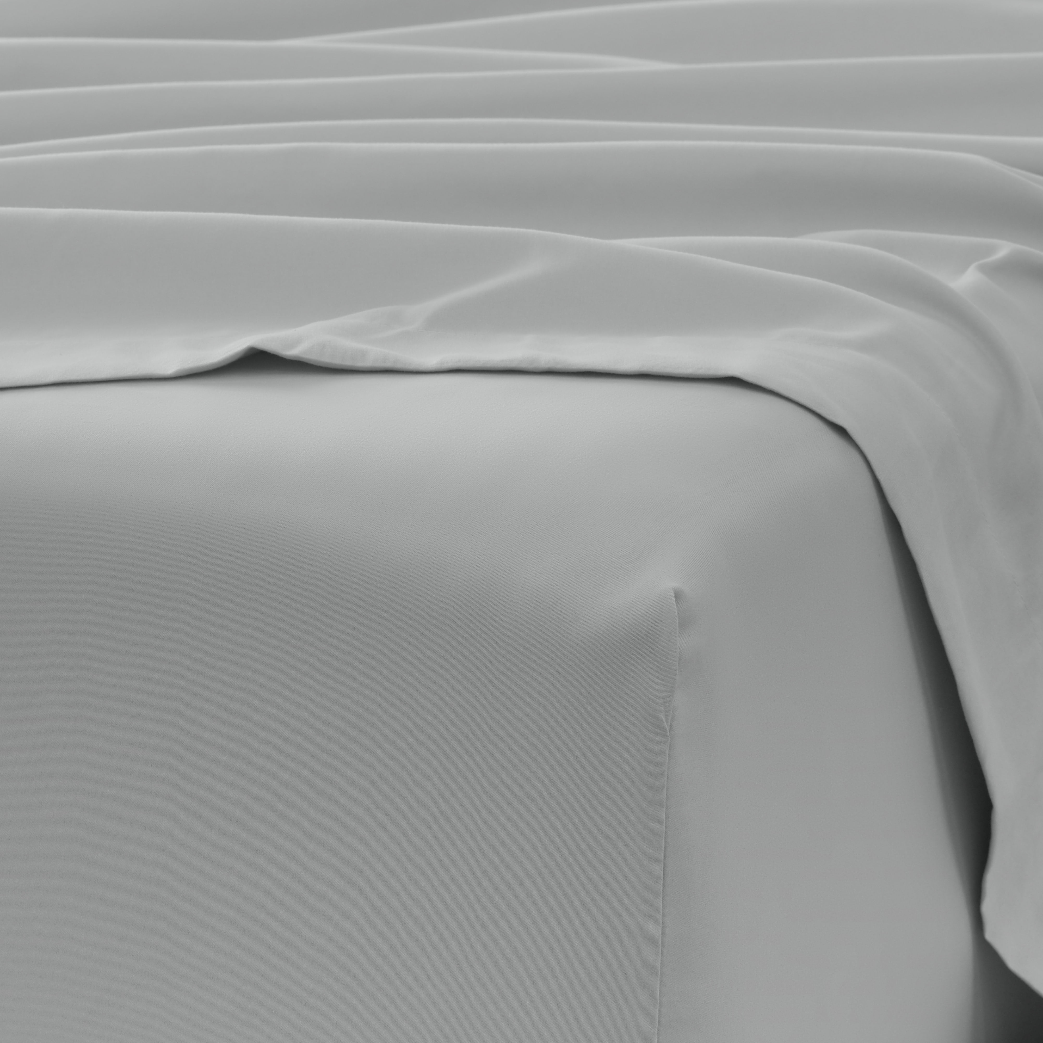 King, Light Gray Solid Microfiber 6 Piece Bed Sheet Set, by Noble Linens