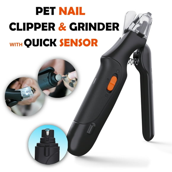 MesaSe New 2 in 1 Dog Nail Grinder and Clipper with Quick Sensor- Pet Nail Trimmer for Dogs and Cats Strong and Quiet Low Vibration Electric Nail Grinder Rechargeable Fits Small Medium