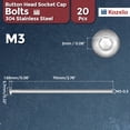 thumbnail image 2 of 20pcs Button Head Socket Cap Screws - [M3-0.5x70mm] 18-8 Stainless Steel - Industrial Grade Corrosion Resistant for Kitchen, Bathroom, Outdoor Furniture & DIY Projects, 2 of 5