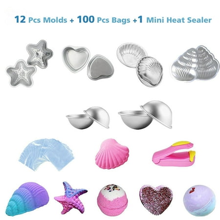 113 PCS Conch Heart Shell Starfish Hemispheres Bath Bomb Sphere Mold Fizzies