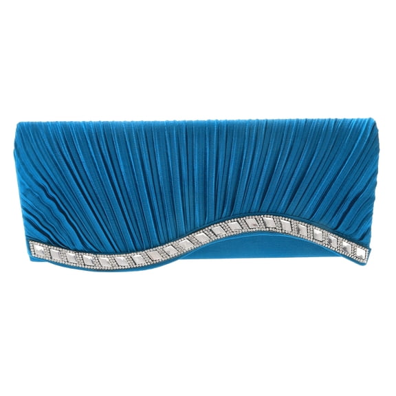 Waved Rhinestone Satin Evening Bag