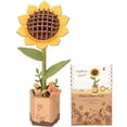 thumbnail image 1 of Juego de rompecabezas de madera ROBOTIME 3D Sunflower para adultos, fácil de construir, 1 of 7