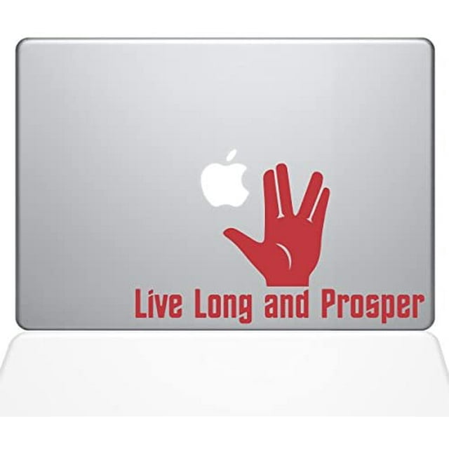 The Decal Guru Live Long and Prosper Decal Vinyl Sticker, 11" MacBook Air, Red (1349-MAC-11A-DR)