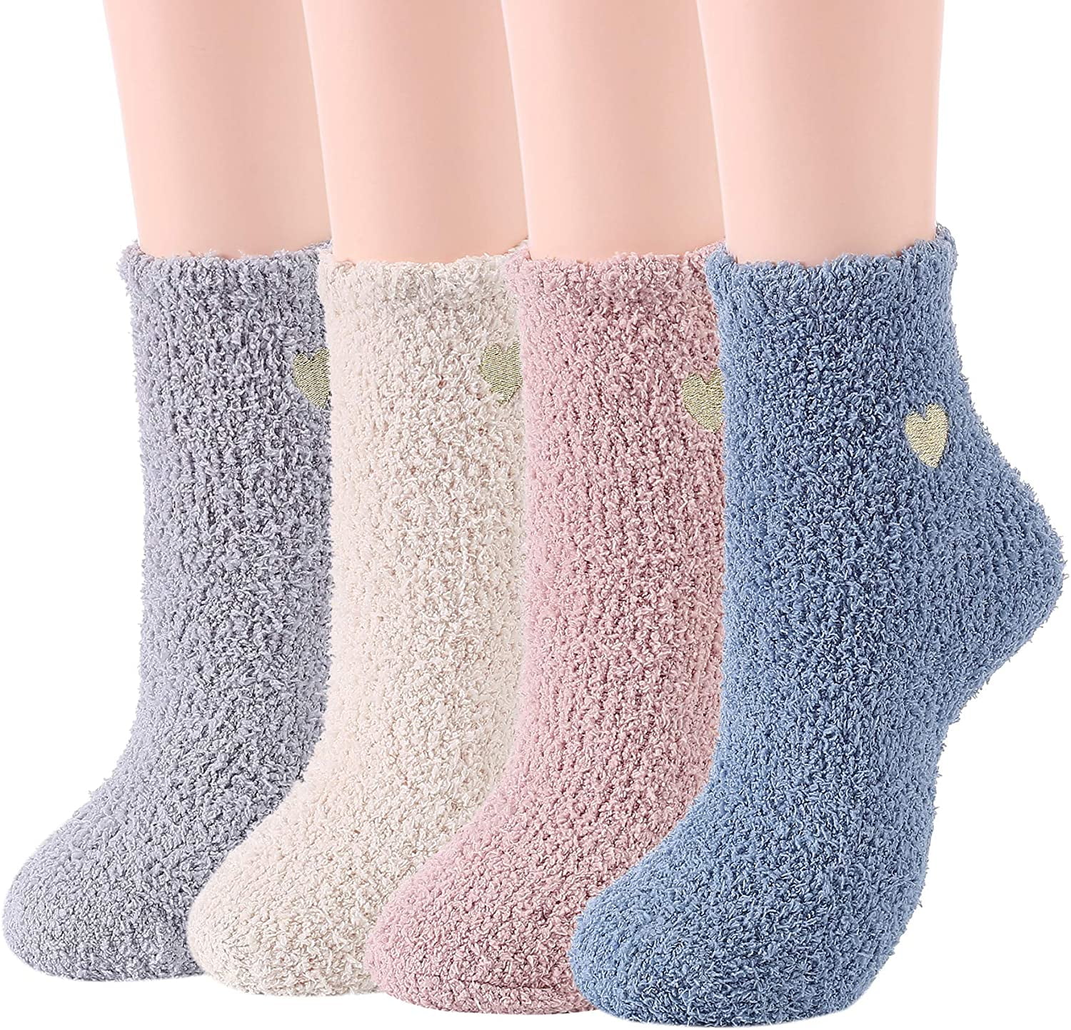 3 Pair Women Plush Pastel Winter Socks Long Knee High Cozy Fuzzy 9-11 Slipper 