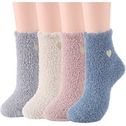 Zando Fuzzy Cozy Socks Women Fluffy Plush Crew Slipper Sock For Girls Warm for Winter