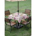 thumbnail image 3 of Spring Easter Outdoor Tablecloth - 54x54 Inch Square Dining Table Cover, Watercolor Floral Tulips Wreath Eggs Pink Plaid Waterproof Outdoor Table Cloth with Umbrella Hole & Zipper for Picnic/Patio, 3 of 7