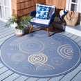 thumbnail image 2 of Safavieh Courtyard Hugo Oriental Indoor/Outdoor Area Rug, Blue/Natural, 5'3" x 5'3" Round, 2 of 12