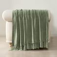 thumbnail image 5 of EVERGRACE Soft Chenille Throw Blanket for Couch, Cozy Plush Fuzzy Decorative Chenille Knit Throw Blanket with Tassels, Lightweight Blanket and Throws for Bed Sofa Gift Home Decor, Sage Green 50"x60", 5 of 8