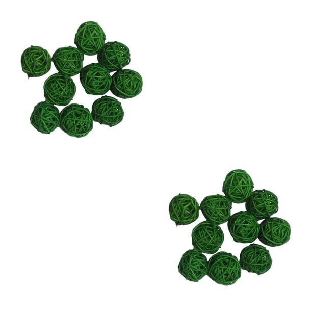 Naiovety 10 Uds. Bolas de ratán de mimbre de 3cm, artesanía decorativa para fiesta de boda de Navidad, verde 2piezas verde 10 piezas