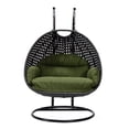thumbnail image 6 of LeisureMod Mendoza Charcoal Wicker Hanging 2 Person Egg Swing Chair with Stand & Dark Green Cushions, 6 of 9