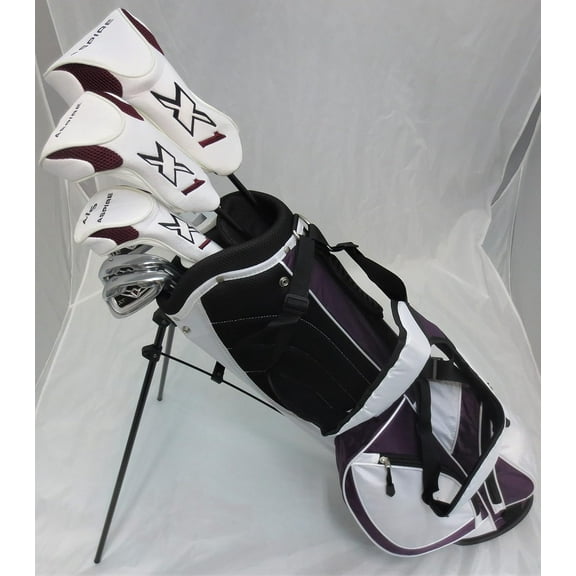 Ladies Petite Complete Golf Set Clubs Custom Made for Women Ladies 5'0"-5'5" Tall Taylor Fit Driver, Wood, Hybrid, Irons, Putter, Bag Graphite Shafts White with Red Color Accents