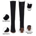 thumbnail image 2 of Women Faux Suede Knee High Side Zipper Chunky Heel Stretch Winter Boots, 2 of 2