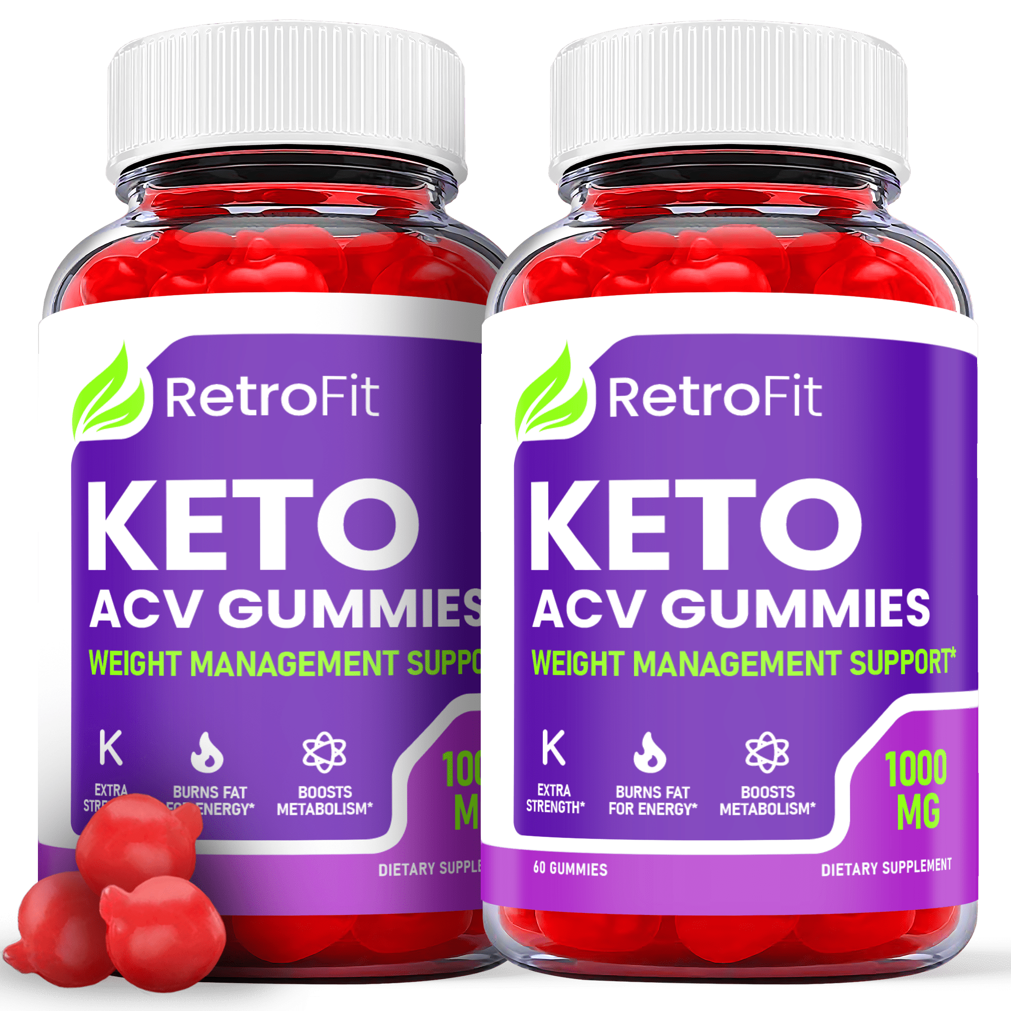(2 Pack) Retro Fit Keto ACV Gummies - Supplement for Weight Loss - Energy & Focus Boosting Dietary Supplements for Weight Management & Metabolism - Fat Burn - 120 Gummies