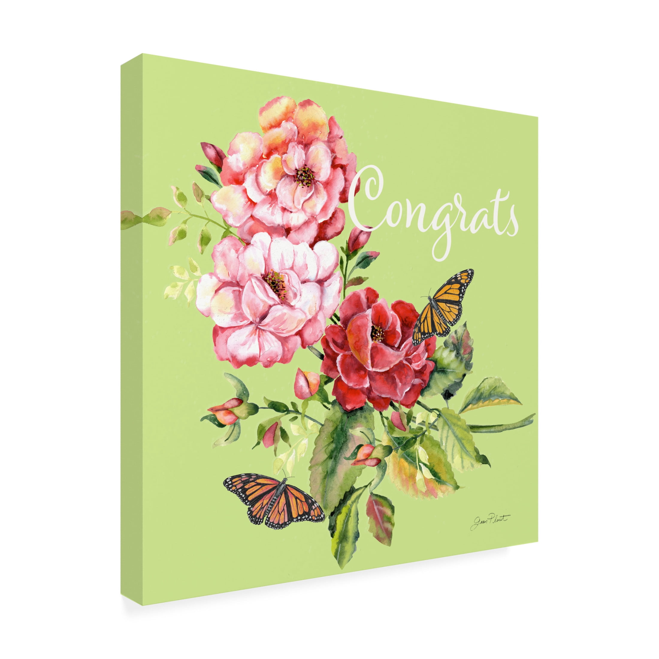 Canvas Wall Art - Jean Plout 'Congrats' Wall Art for Living Room, Bedroom, or Office Décor by Trademark Fine Art - 24 x 24 Inches