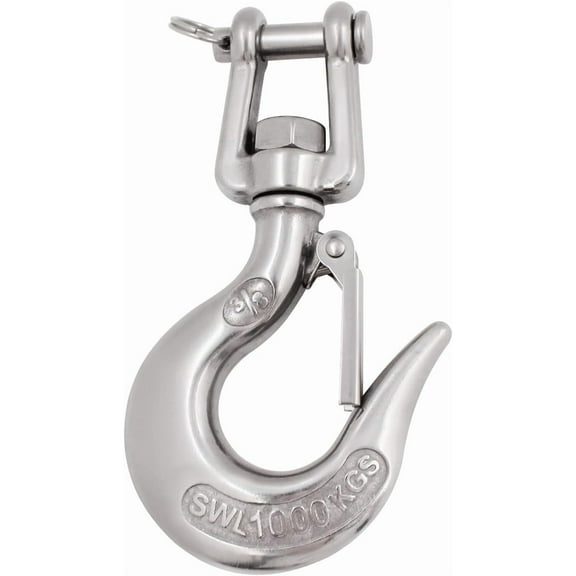 ABCISI Clevis Slip Hook 304 Stainless Steel with Safety Latch, Swivel Lifting Hoisting Chain Hooks for Rigging Crane Towing Winch Wrecker ATV Trailer 3/8 INCH