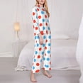 thumbnail image 4 of Bingfone Womens Pajama Sets Red Blue Polka Dots Print,Long Sleeve Loungewear Pajamas Set-Small, 4 of 9
