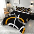 thumbnail image 3 of Manfei Black Orange Circle Full Size Comforter Sets,Aesthetic Minimalist Bedding Comforter Set, Black Reversible 3pcs, 1 Comforter and 2 Pillowcases, 3 of 6