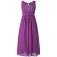 thumbnail image 2 of Eandarui Junior Girls V Neck Bowknot Hollow Back Bridesmaid Pageant Prom Wedding Long Maxi Dress Purple 10, 2 of 5