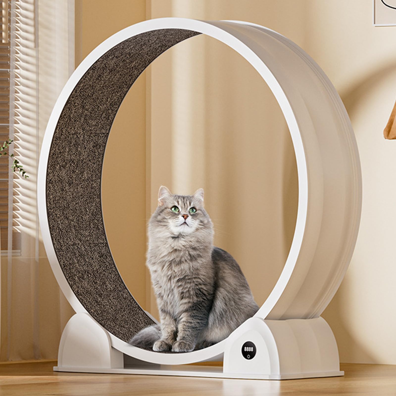 Cat Exercise Wheel for Indoor Cats, Fast Cat Wheel 45'' Quiet Cats Treadmill with Pedometer, Pet Running Wheels for Weight Loss and Health White