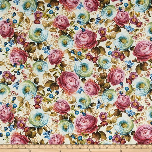 David Textiles Victoria's Dream 2 Digital Print Fabric, Tan 100% Cotton Fabric sold by the yard