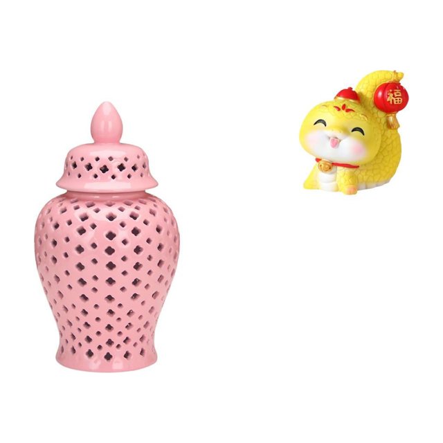 Tarro de cerámica para jengibre,Jarrón de cerámica con jengibre y arreglo floral,Jarrón decorativo de porcelana con tapa,Estatua de serpiente de dibujos animados,Estatua de serpiente de