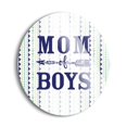 thumbnail image 2 of Mom Of Boys Blue Multi Stripes Arrow 24 inch Glass Round Wall Hanging Sign, 2 of 4