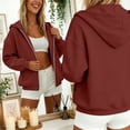 thumbnail image 7 of Hoodie for Women Dqueduo Women's Solid Color Thickened Fleece Zip-Up Hooded Long Sweater Jacket – Casual Winter Coat Red M, 7 of 7