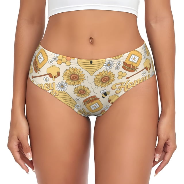 Balery Honey Honeycomb Ropa Interior de Algodón para Mujer con Dibujo – Braguitas Cómodas y Elásticas, Estilo Clásico-Small