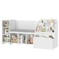 thumbnail image 5 of Homfa Kids Bookshelf with Reading Nook, 6 Shelf Bookcase with 1 Wood Toy Bin with 3 Tier Book Rack for Children Kidsroom, 5 of 7