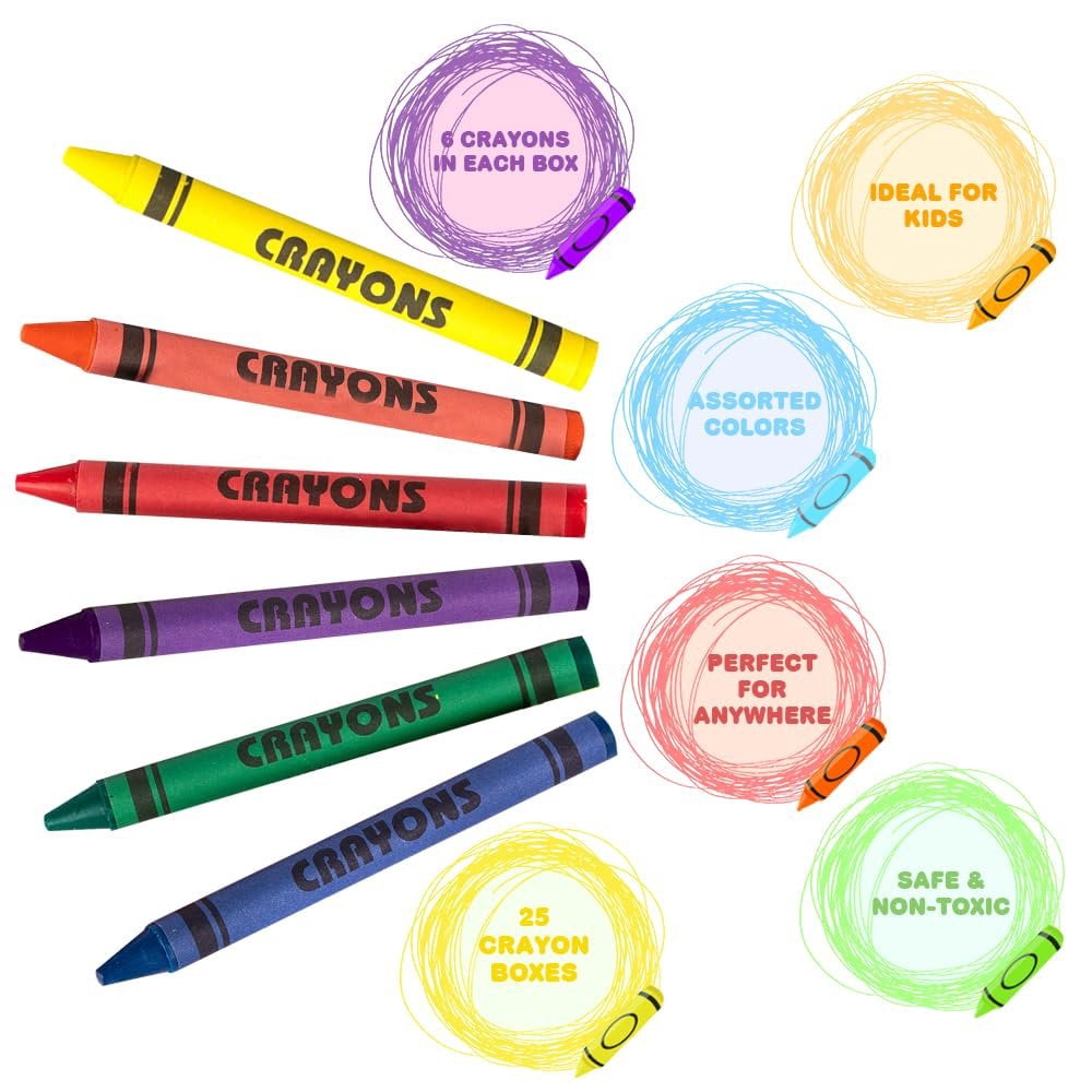 ArtCreativity Crayons Bulk Set - 75 Packs, 450 Total - Kids Crayons in 6 Colors - Classroom & Party Favors