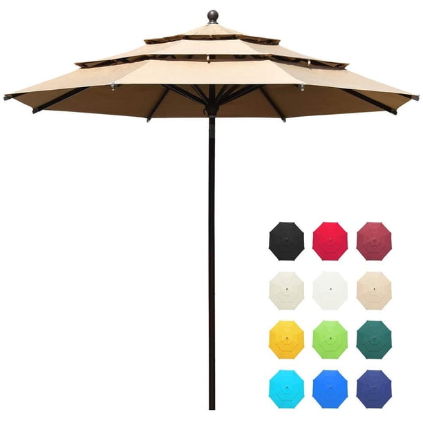 Eliteshade Patio Umbrella Type Sunbrella 11ft 3 Tiers With Ventilation Heather Beige Walmart Com Walmart Com