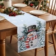 thumbnail image 2 of Christmas Red Snowman Cotton Linen Table Runner Winter Snow Scene Pine Tree Forest Bird Dining Table Runners for Home Decor Party Dining Room Restaurant Kitchen Party 13" x 48", 2 of 9