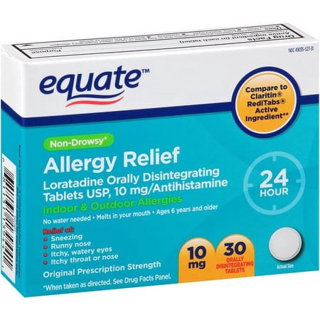 Equate Non-Drowsy Allergy Relief Tablets, 10 mg, 30 Count