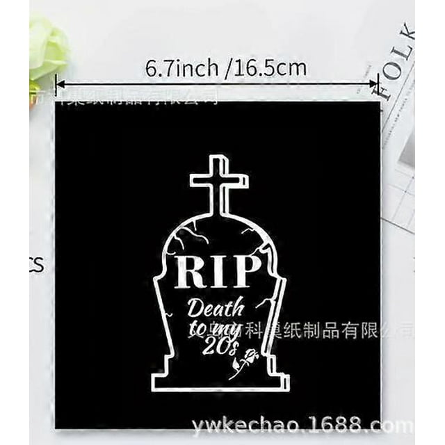 20pcs Death To My Twenties Cocktail Napkins 20th Birthday Party Supplies Paper Rip To My 20s Birthday Decorations Tombstones Disposable Napkins Graves