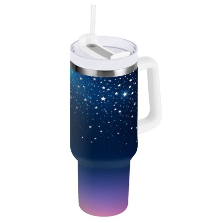 Ryvnso 40 oz Tumbler with Handle and Straw Insulated Stainless Steel Travel Mug with Lid Starry Blue Gradient Stars