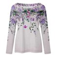 thumbnail image 4 of Qepwsc Top for Women Crew Neck Shirts Pullover Tops Long Sleeve Floral Print Going Out Tops Basic Blouse Tees Top 2025 Sweatshirt Loose Fits Holiday TShirt Fall Trend Outfits, 4 of 5
