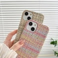 Minimalist Woven Leather Phone Case, Beige Aesthetics Case Cover for