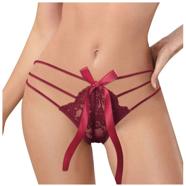 ESSSUT Underwear Womens Women Sexy Solid Bowknot Underwear Hollow