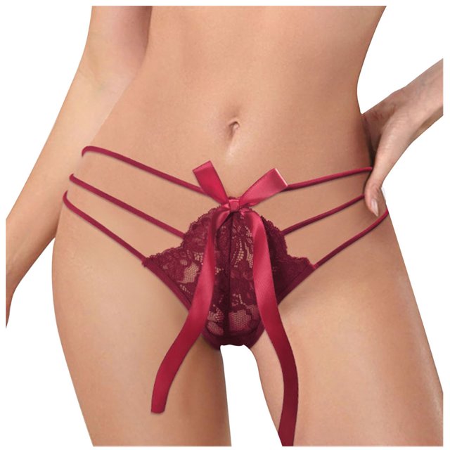 Ropa interior Sexy con lazo liso para mujer, lencería calada, tangas, ropa interior para mujer Fridja nalpqowj45456