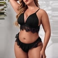 thumbnail image 4 of Gibobby Conjunto de lencería Conjunto de falda a cuadros para mujer con ribete de encaje y falda(Negro, XG), 4 of 5