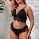 thumbnail image 4 of Ropa interior mujer Gibobby Tanga de Encaje Nueva Lencería Sexy Tanga Flor Ropa de Dormir Sujetador de Íntimos Bustier Lingerie(Negro, 4XG), 4 of 5