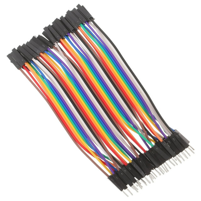 FELTECHELECTR 40 cables de puente para placa de pruebas, conectores macho a hembra para proyectos de circuitos electrónicos y cableado de prototipos, compatibles con cabezales de pines estándar.
