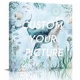 thumbnail image 2 of Coastal Whale Wall Art Painting on Canvas, Nautical Ocean Shells Seaweed Coral Canvas Art Home Prints Wall Art Framed Modern Artwork for Living Room Bedroom Wall Decor 8x8in, 2 of 9